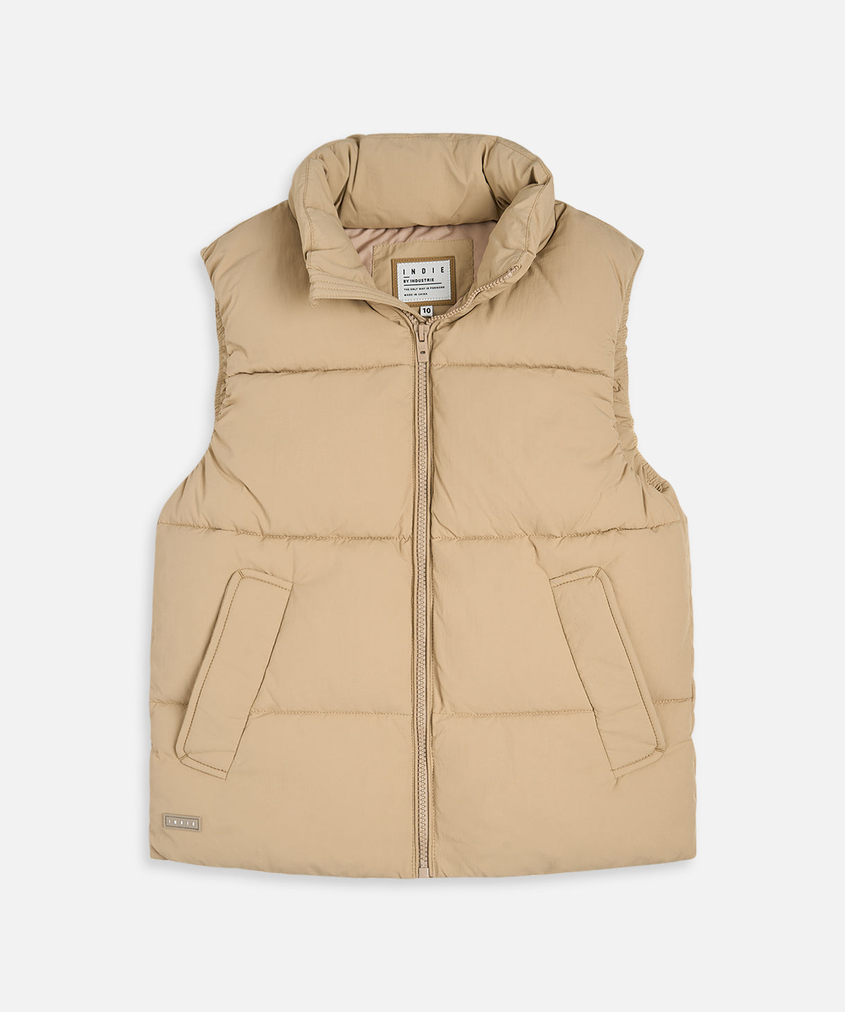 Beige Long Puffer Vests The New Chester Puffer Vest Toffee