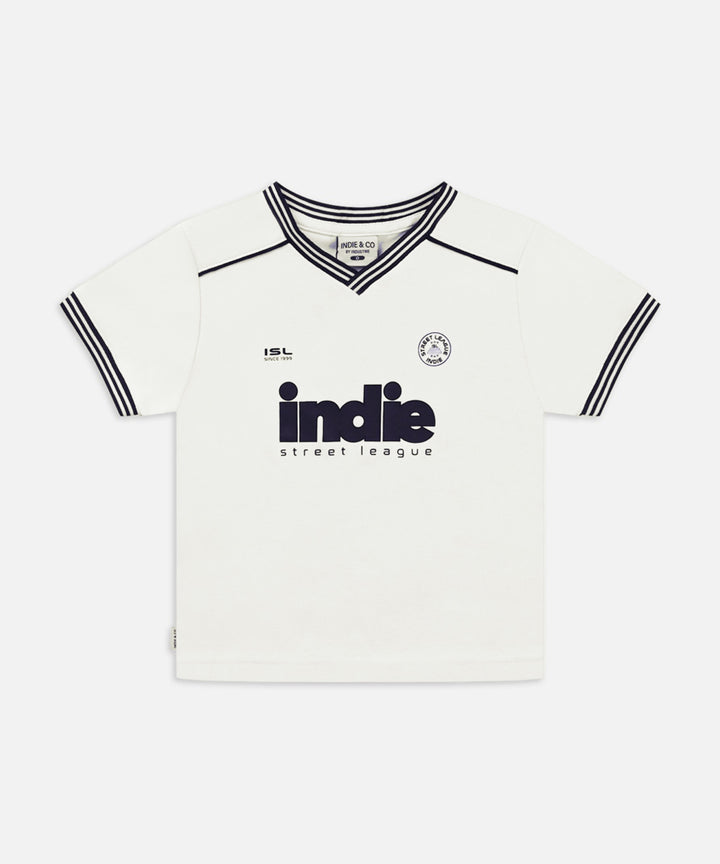 The League Tee - White Navy