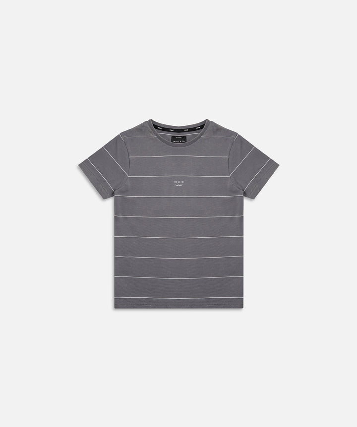 Washed Stripe Marcoola Tee - Navy