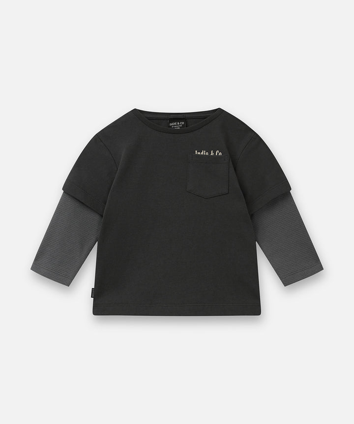 The Venice L/s Tee - Char Wash Coal