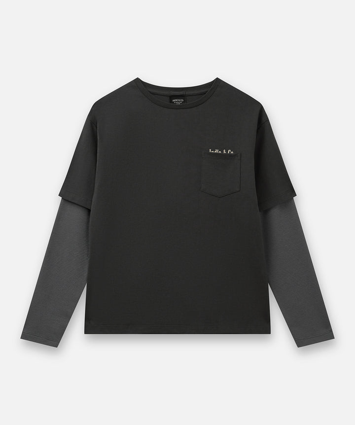 The Venice L/s Tee - Char Wash Coal