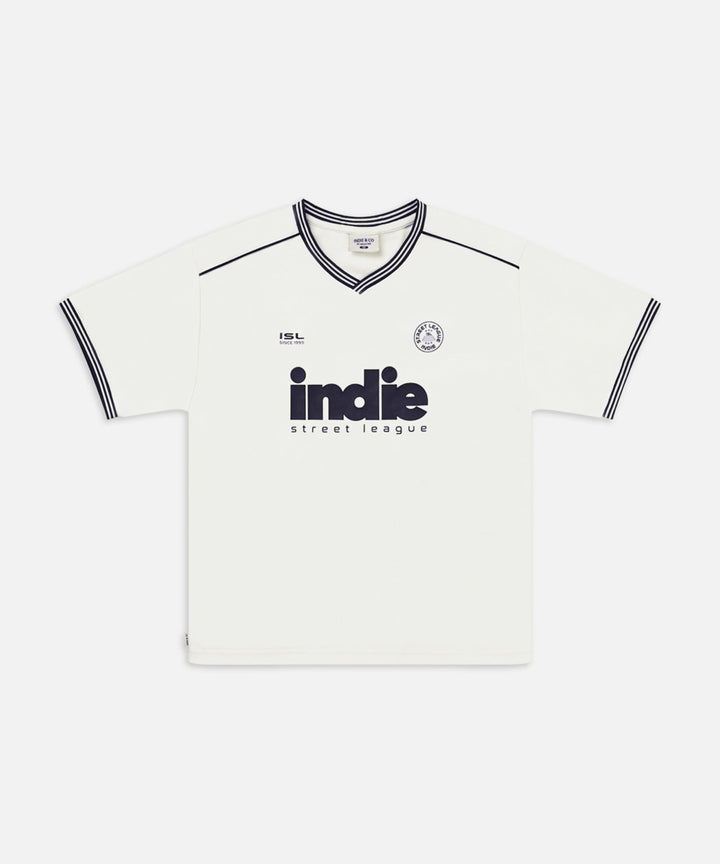 The League Tee - White Navy